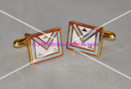 Mark Worshipful Masters Gold Plated Apron Cufflinks - Click Image to Close